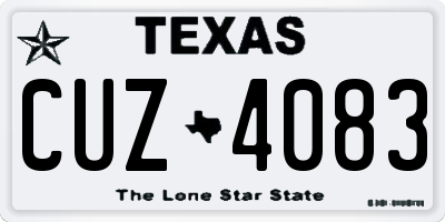TX license plate CUZ4083