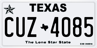 TX license plate CUZ4085