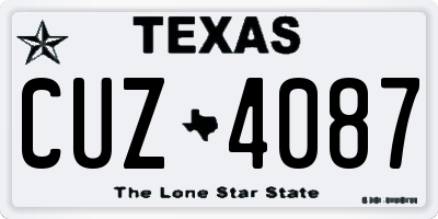 TX license plate CUZ4087