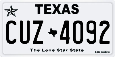 TX license plate CUZ4092