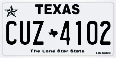 TX license plate CUZ4102