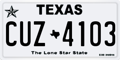 TX license plate CUZ4103