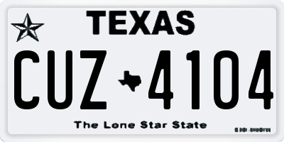 TX license plate CUZ4104