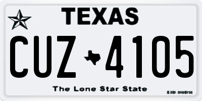 TX license plate CUZ4105