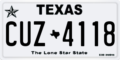 TX license plate CUZ4118