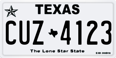 TX license plate CUZ4123