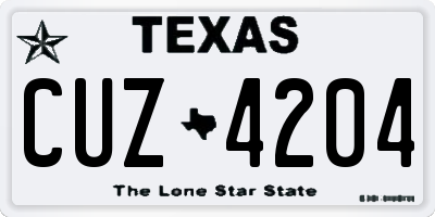 TX license plate CUZ4204