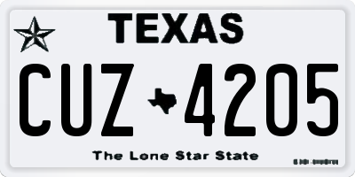 TX license plate CUZ4205