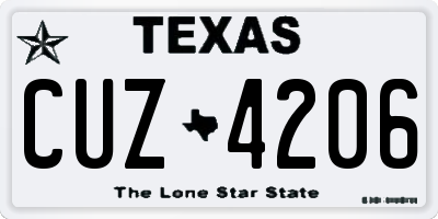 TX license plate CUZ4206