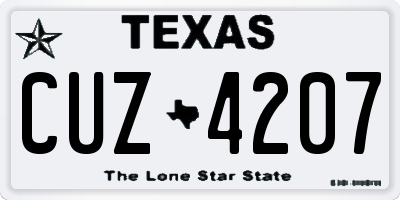 TX license plate CUZ4207