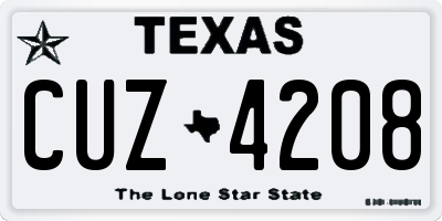 TX license plate CUZ4208