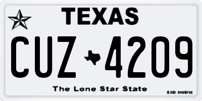 TX license plate CUZ4209
