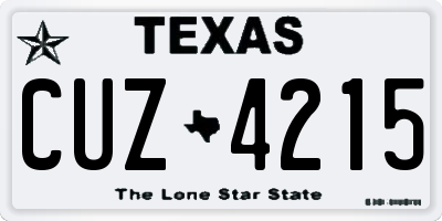 TX license plate CUZ4215