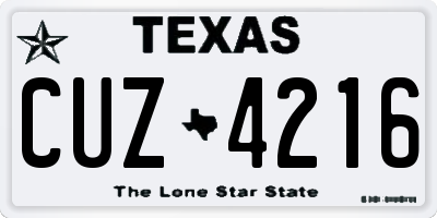 TX license plate CUZ4216