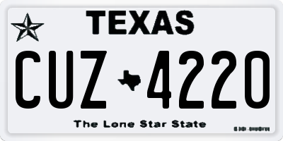 TX license plate CUZ4220