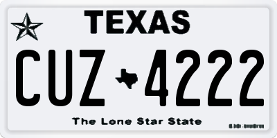 TX license plate CUZ4222
