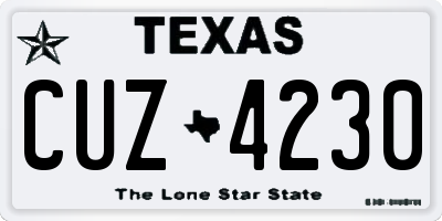 TX license plate CUZ4230