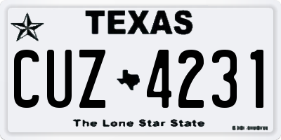 TX license plate CUZ4231