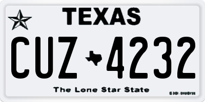 TX license plate CUZ4232
