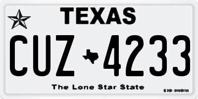 TX license plate CUZ4233