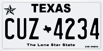 TX license plate CUZ4234