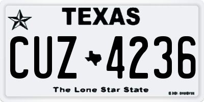 TX license plate CUZ4236