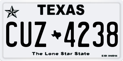 TX license plate CUZ4238