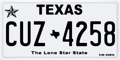 TX license plate CUZ4258