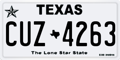 TX license plate CUZ4263