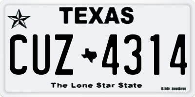 TX license plate CUZ4314