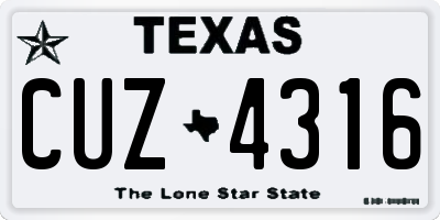 TX license plate CUZ4316