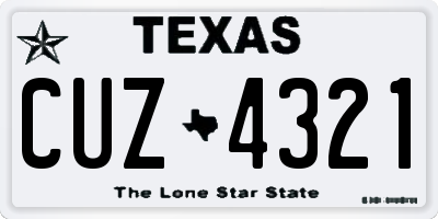 TX license plate CUZ4321