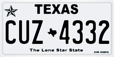 TX license plate CUZ4332