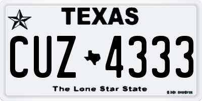 TX license plate CUZ4333