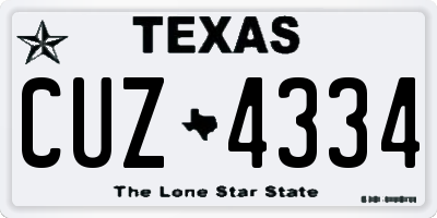 TX license plate CUZ4334