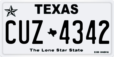 TX license plate CUZ4342