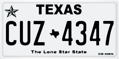 TX license plate CUZ4347