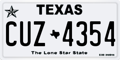 TX license plate CUZ4354
