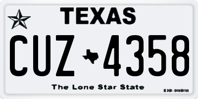 TX license plate CUZ4358