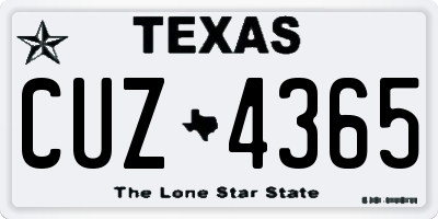 TX license plate CUZ4365