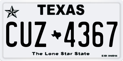 TX license plate CUZ4367