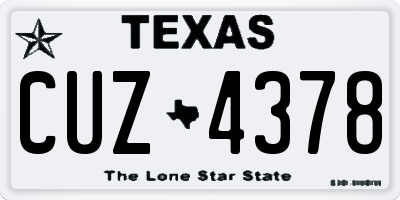 TX license plate CUZ4378