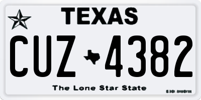 TX license plate CUZ4382