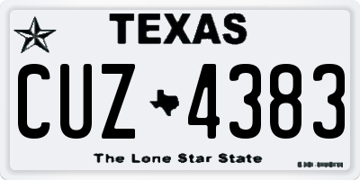 TX license plate CUZ4383