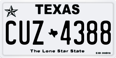 TX license plate CUZ4388