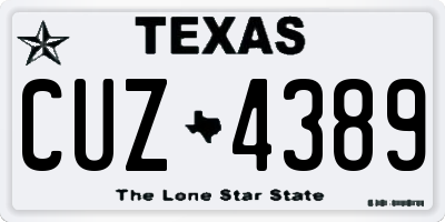 TX license plate CUZ4389
