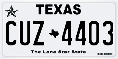 TX license plate CUZ4403
