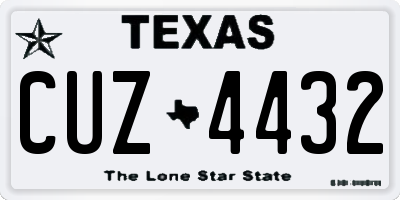 TX license plate CUZ4432