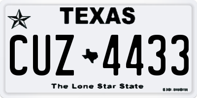 TX license plate CUZ4433