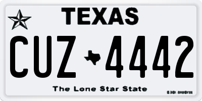 TX license plate CUZ4442